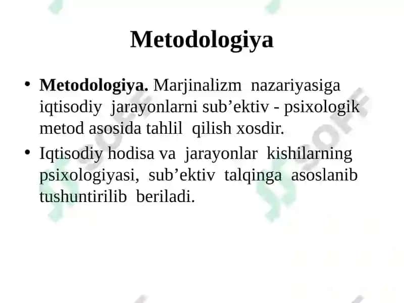 Iqtisodiy ta'limotlar marjinalizm 7