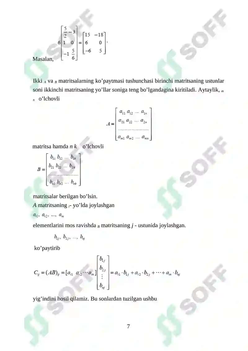 Matritsa rangi.matritsaning rangini hisoblash usullari 7