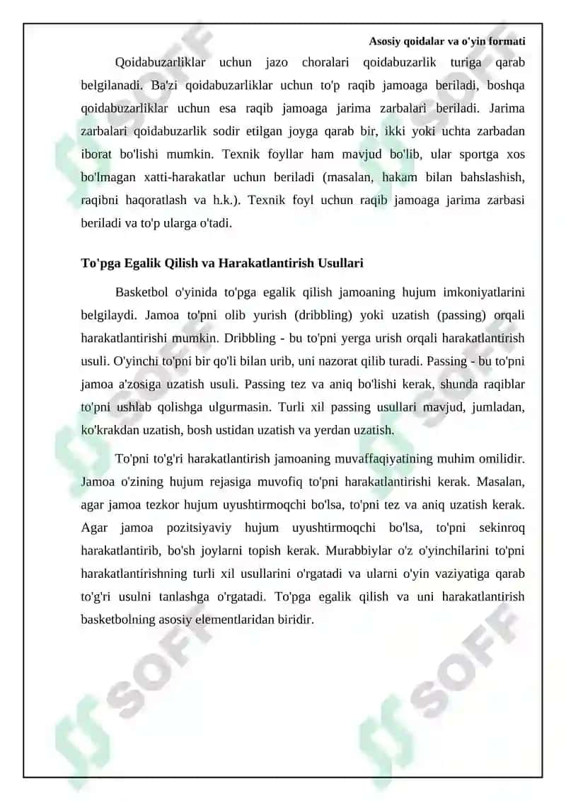 Basketbol o’yini texnikasi va qoidasi 7