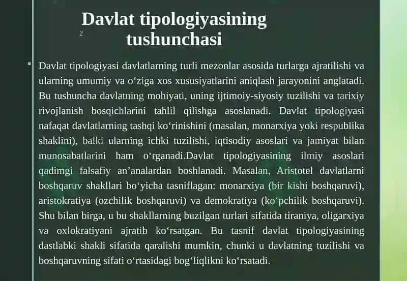 Davlat Tipologiyasi 7