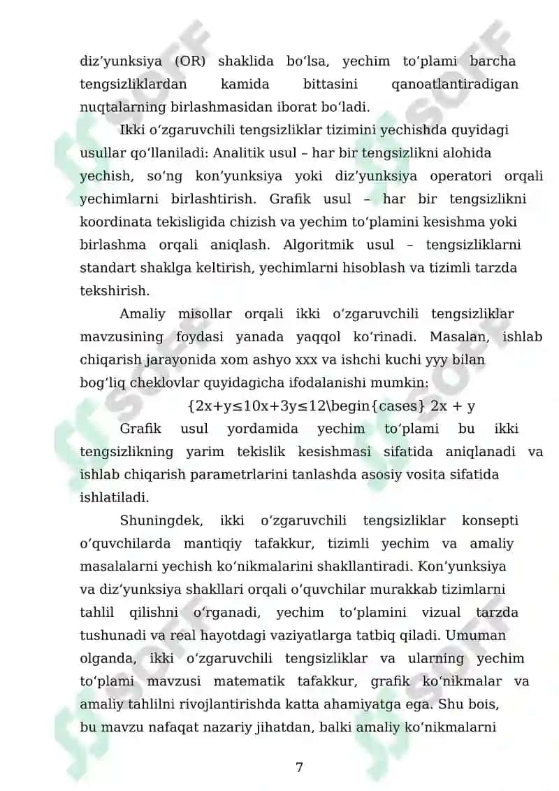 Ikki O'zgaruvchili Tengsizliklar 7