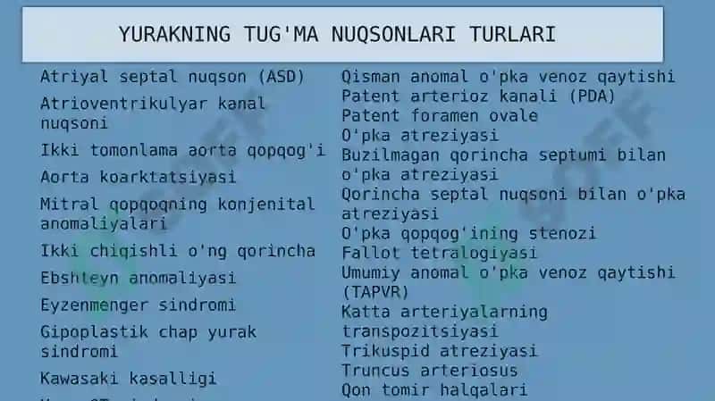 Yurakning tug'ma nuqsonlari 7