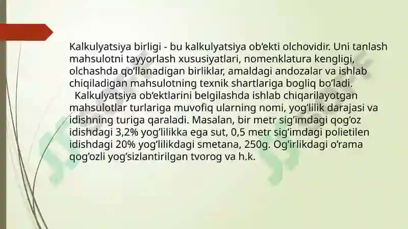 Buyurtmali kalkulyatsiya qilish usuli 7