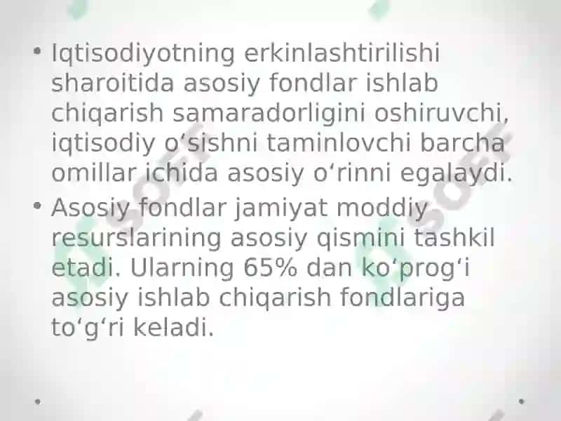 Korxonaning asosiy fondlari va ishlab chiqarish quvvati 7