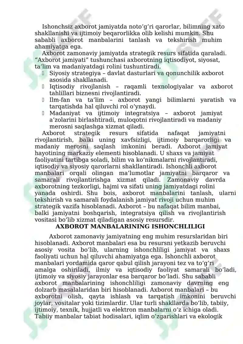 AXBOROT TURLARI VA ISHONCHLILIGI 7