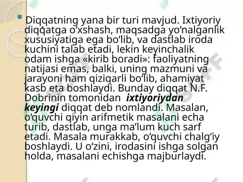Dobrinning diqqat haqidagi qarashlari 7