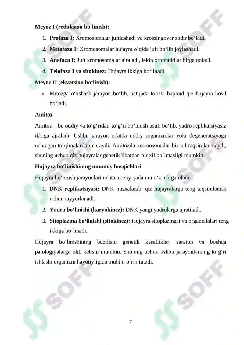Hujayra sikli va uning davriyligi 7