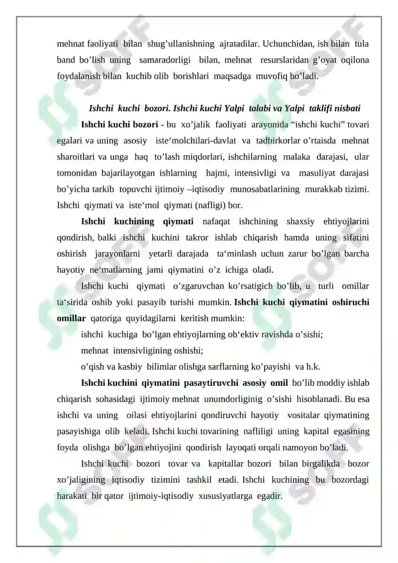 Ishchi kuchi uning bandligi va ishsizliki 7