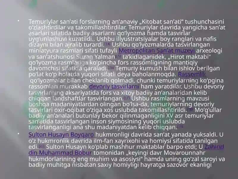 A.Temur va Temuriylar davri renessansi 7