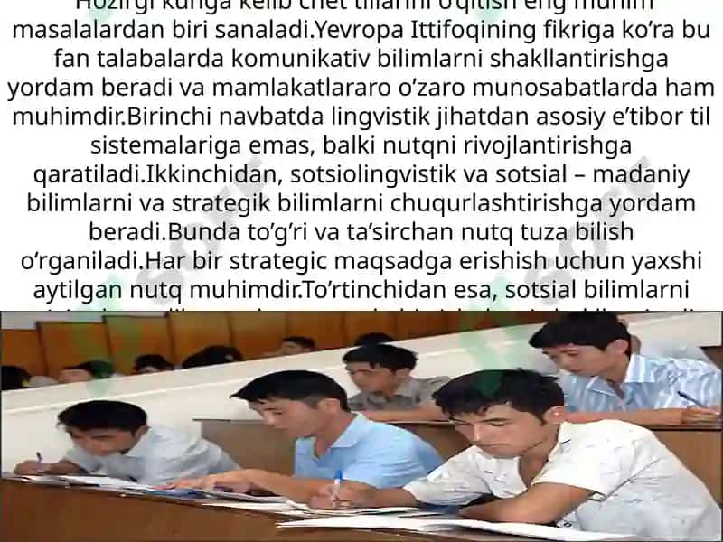 CHET TILLARINI O’QITISH METODIKASI 7