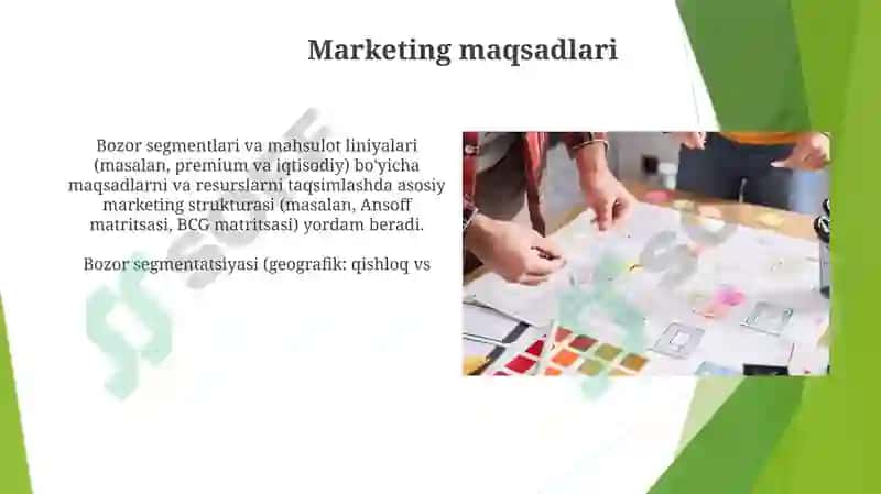Marketing rejasini tuzish asoslari 7