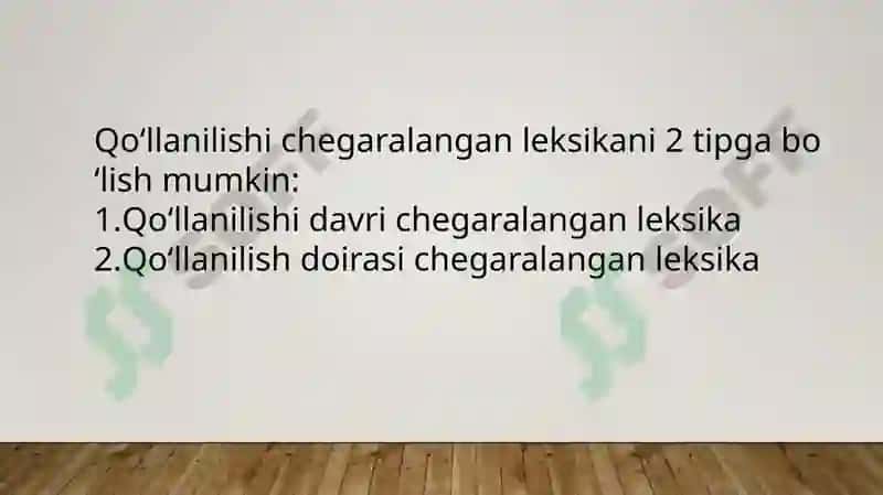 Qoʻllanilishi chegaralangan va chegaralanmagan leksika 7