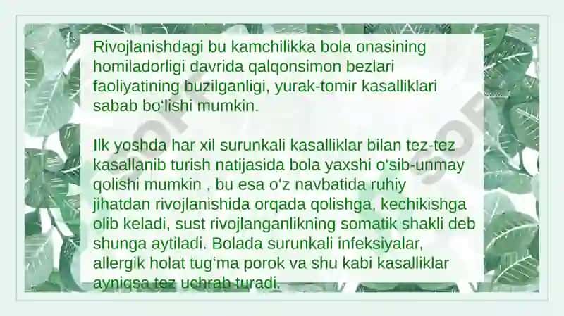 Ruhiy rivojlanishi sustlashgan bolalar 7