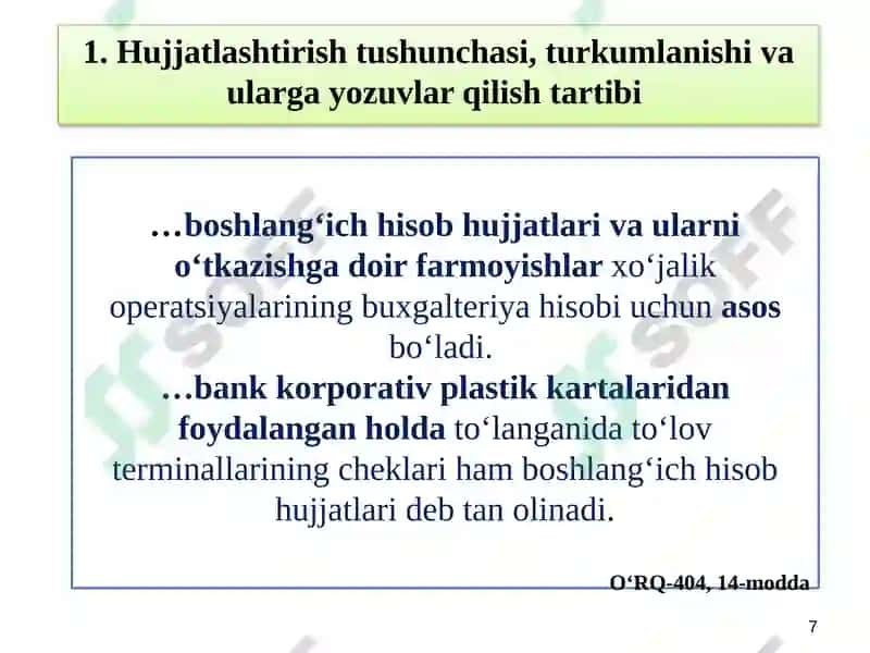 HUJJATLASНTIRISН VA INVENTARIZASIYА 7