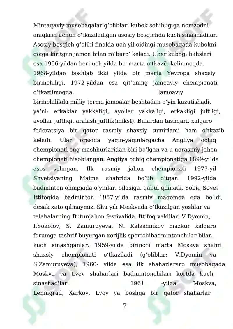 Badmintonning jahonda shakllanishi va taraqqiyoti 7