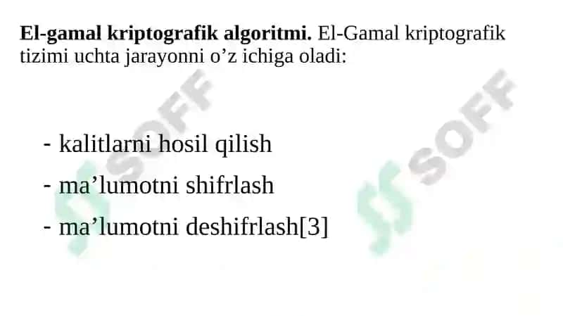 El-Gamal kriptografik algoritmi 7
