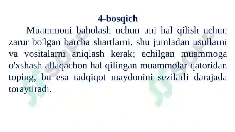 Tadqiqotusullar va ko'nikmalar 7