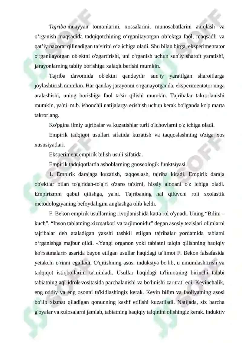 Ilmiy bilishning empirik darajasining shakllari va usullari 7