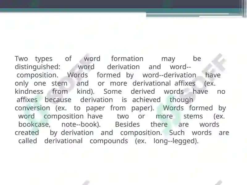 Word Formation and Affixation Lecture 3 7