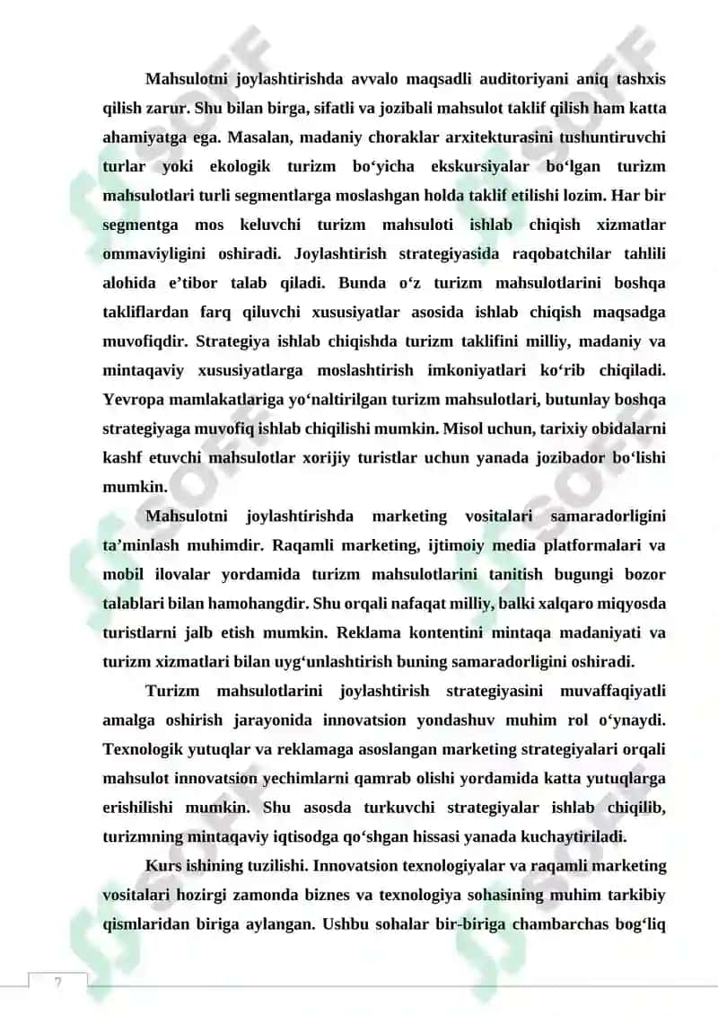 XALQARO TURIZM MARKETINGNING ASOSIY YO`NALISHLARI 7