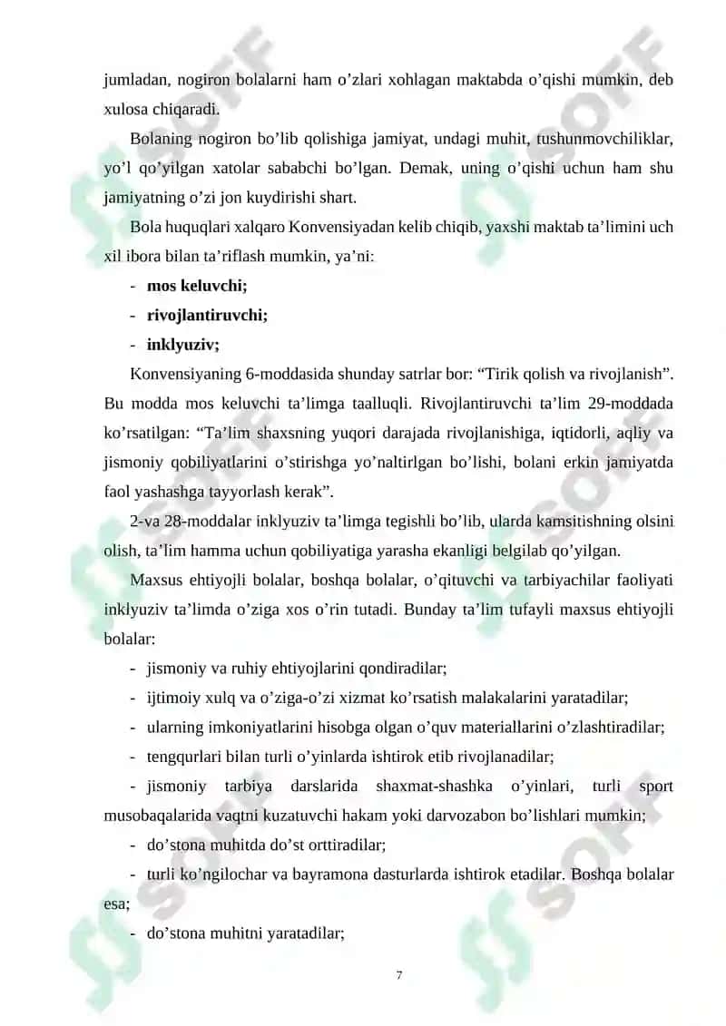 INKLYUZIV TA’LIM TAMOYILLARI 7