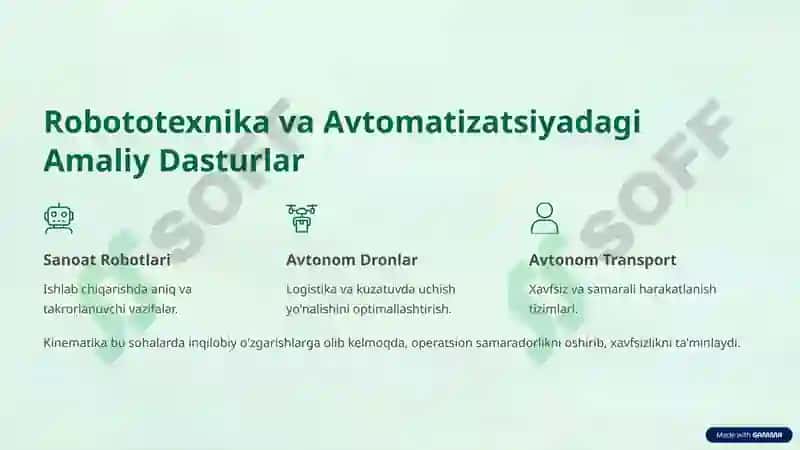 Sistema Kinematikasining Hozirgi Rivojlanish Dasturlari 7
