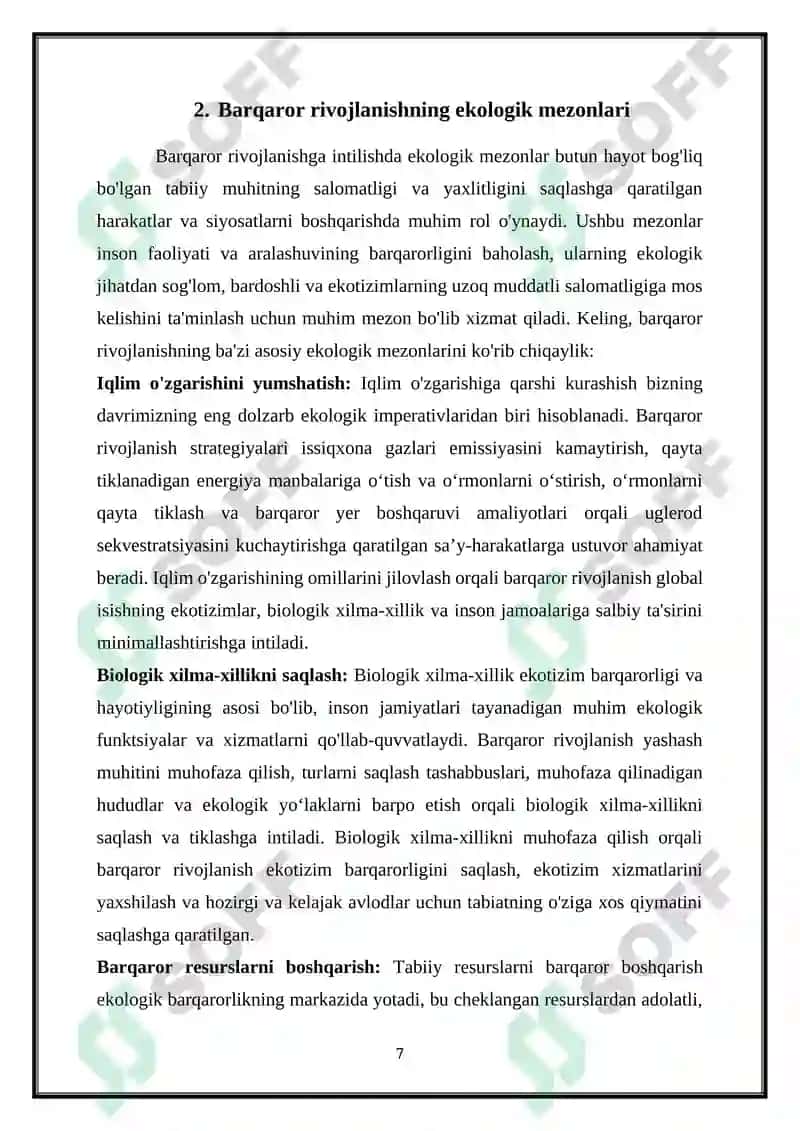 Barqaror rivojlanish mavzulari 7