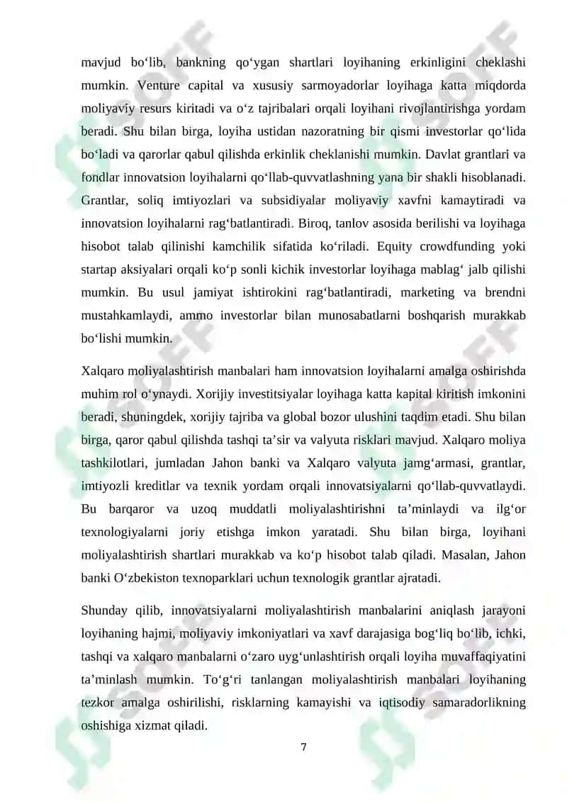 Innovatsiyalarni moliyalashtirish 7