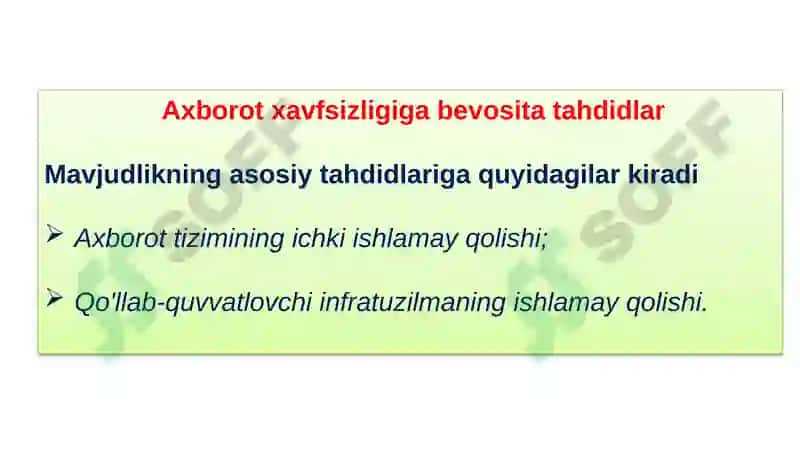 Axborot xavfsizligi tushunchasi va zaruriyati 7