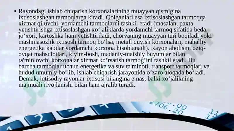 O‘zbekiston iqtisodiyotini hududiy tashkilotish 7