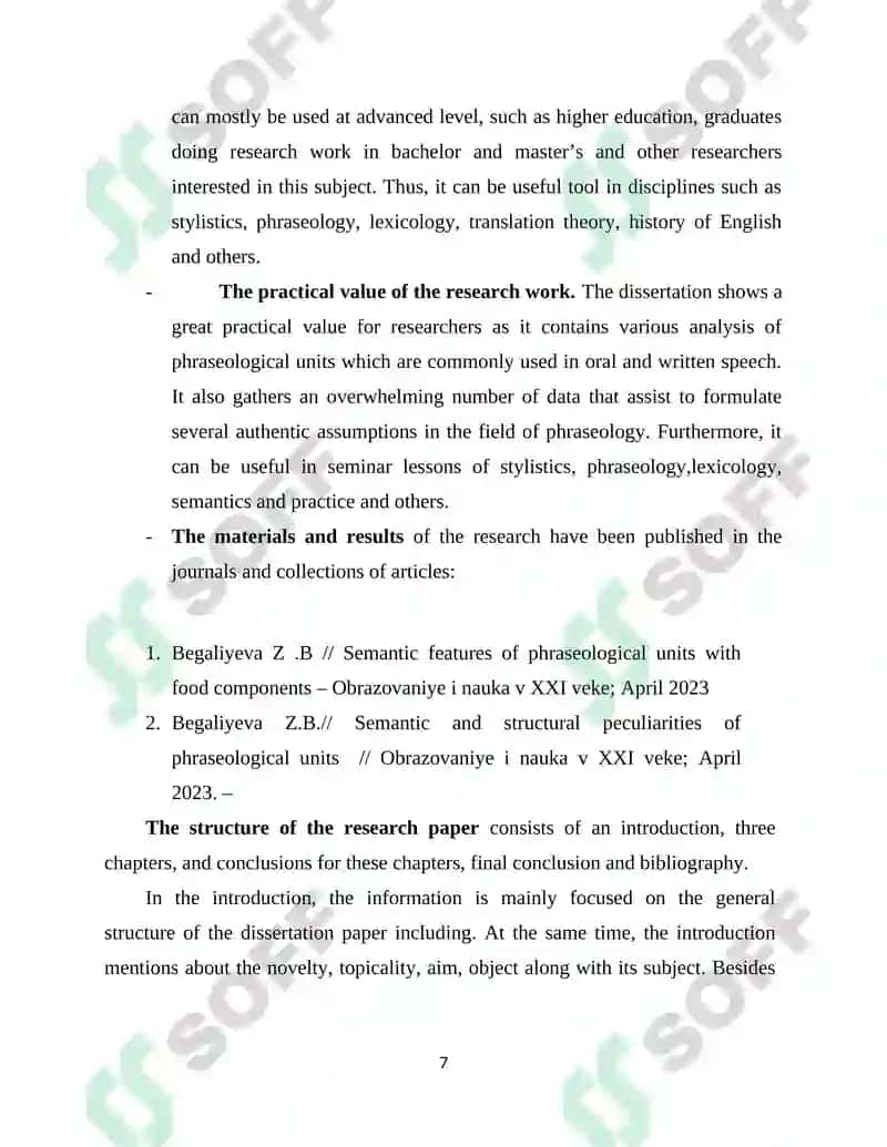 STRUCTURAL AND SEMANTIC PECULIARITIES OF PHRASEOLOGICAL UNITS WITH “FOOD” COMPONENT IN THE ENGLISH LANGUAGE 7