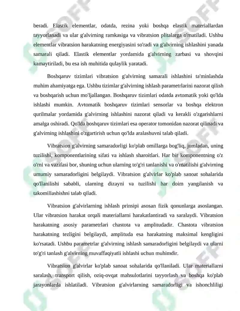 Vibratsion g'alvirni hisoblash va loyialash 7