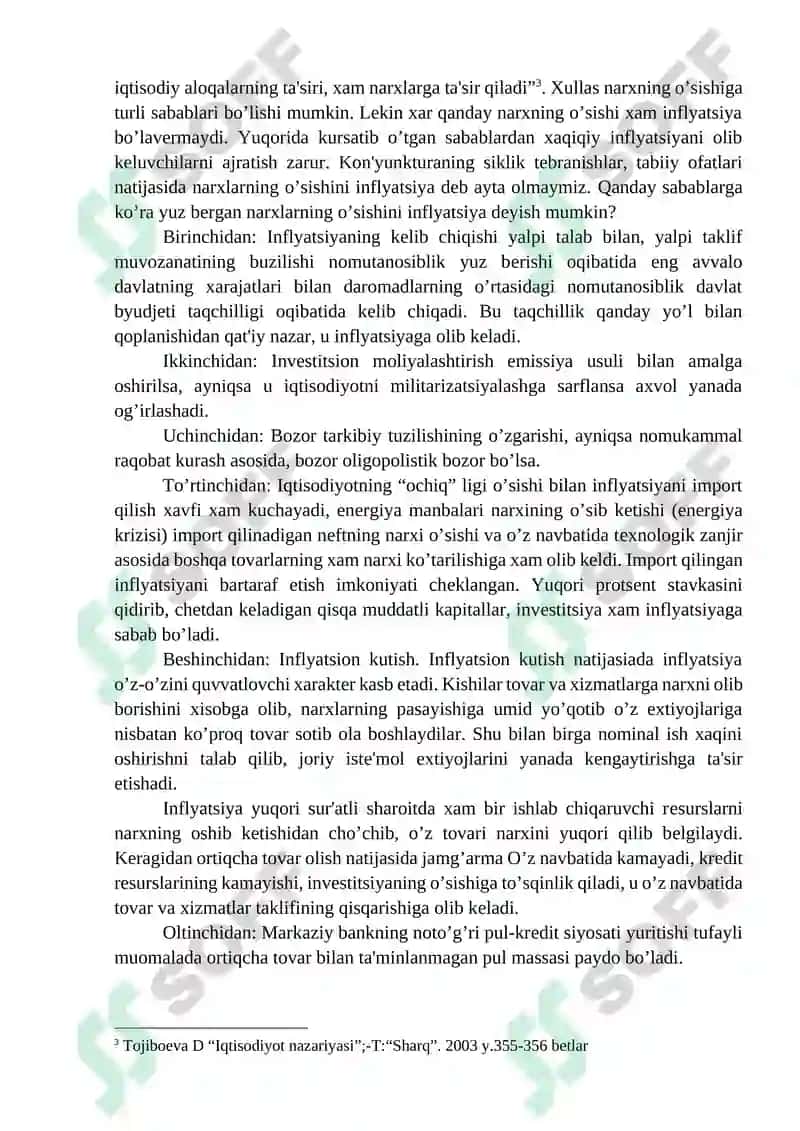 INFLYATSIYA MOHIYATI VA KELIB CHIQISH SABABLARI. 7