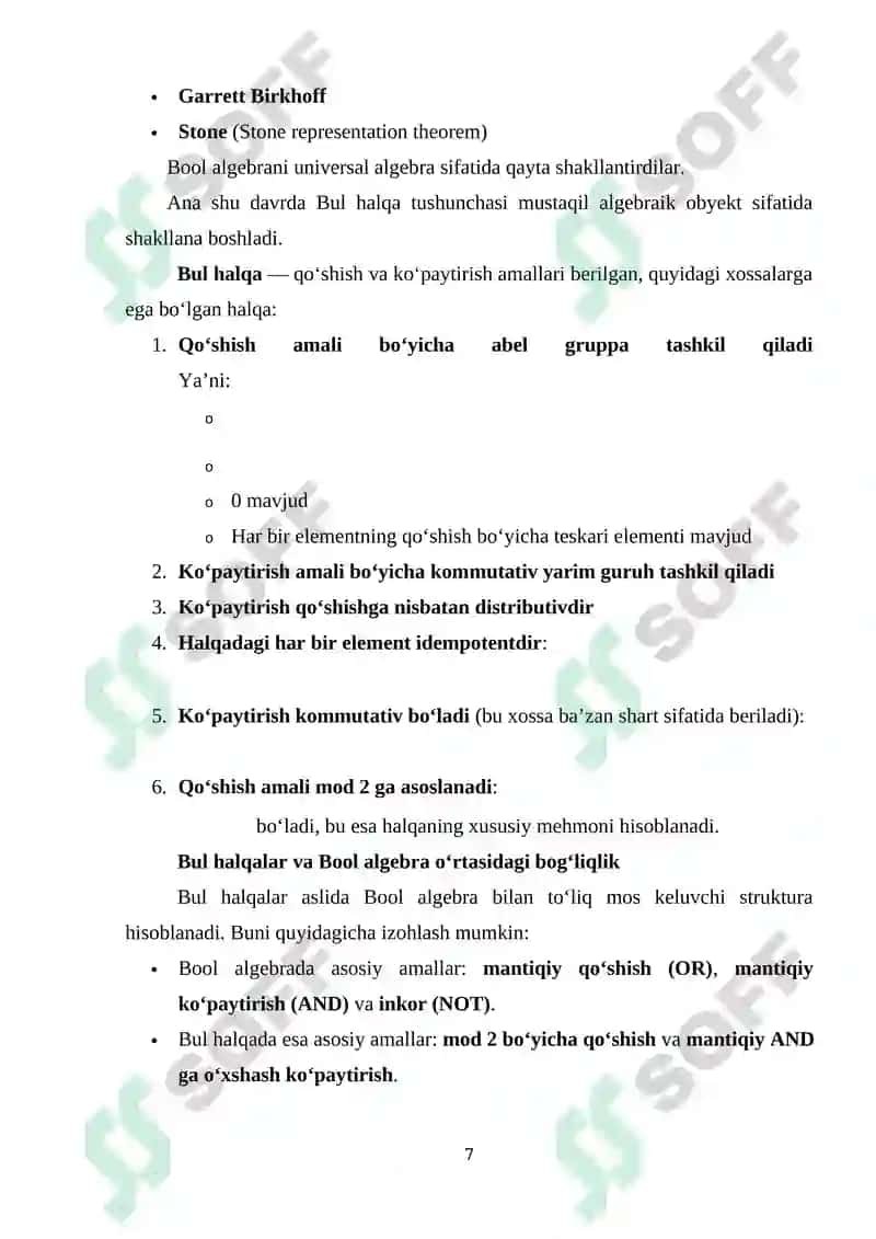 Bul va regulyar halqalar 7