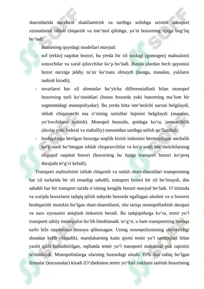 Transport Xarajatlari va Tariflari 7