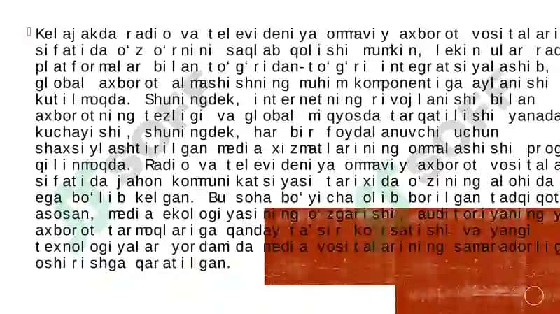 Radio va televideniya-tezkor va ommaviy axborot vositasi sifatida 7