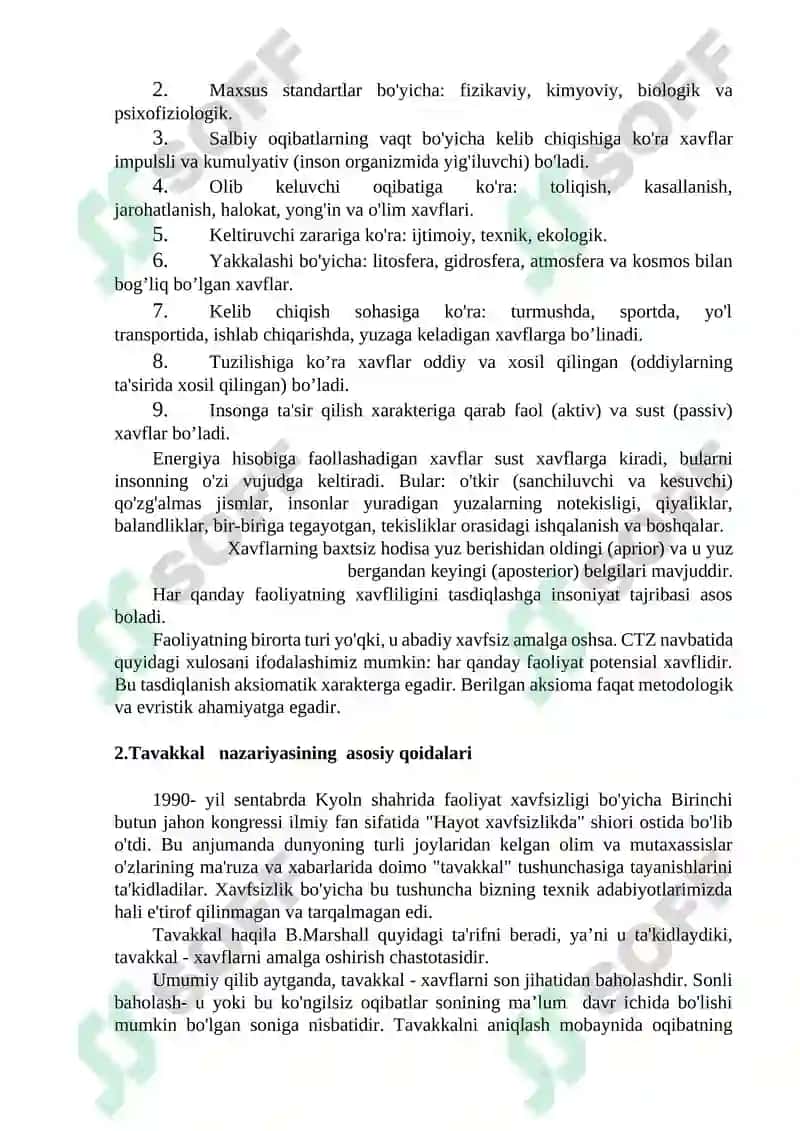 HAYOT FAOLIYATI XAVSIZLIGI NAZARIY ASOSLARI 7