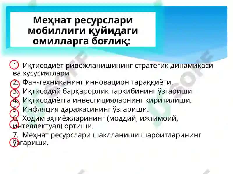 Меҳнатресурсларининг мобиллиги ва миграцияси 7