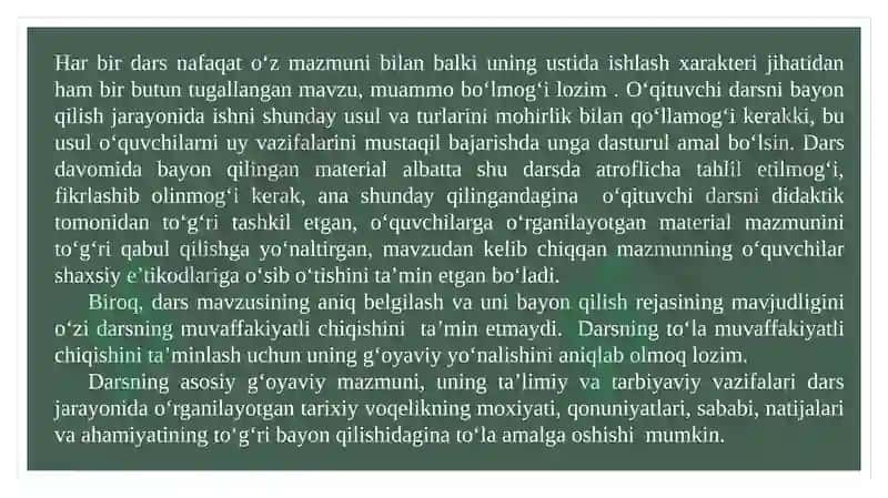 Tarix darslari, uningxillari va tuzilishi 7