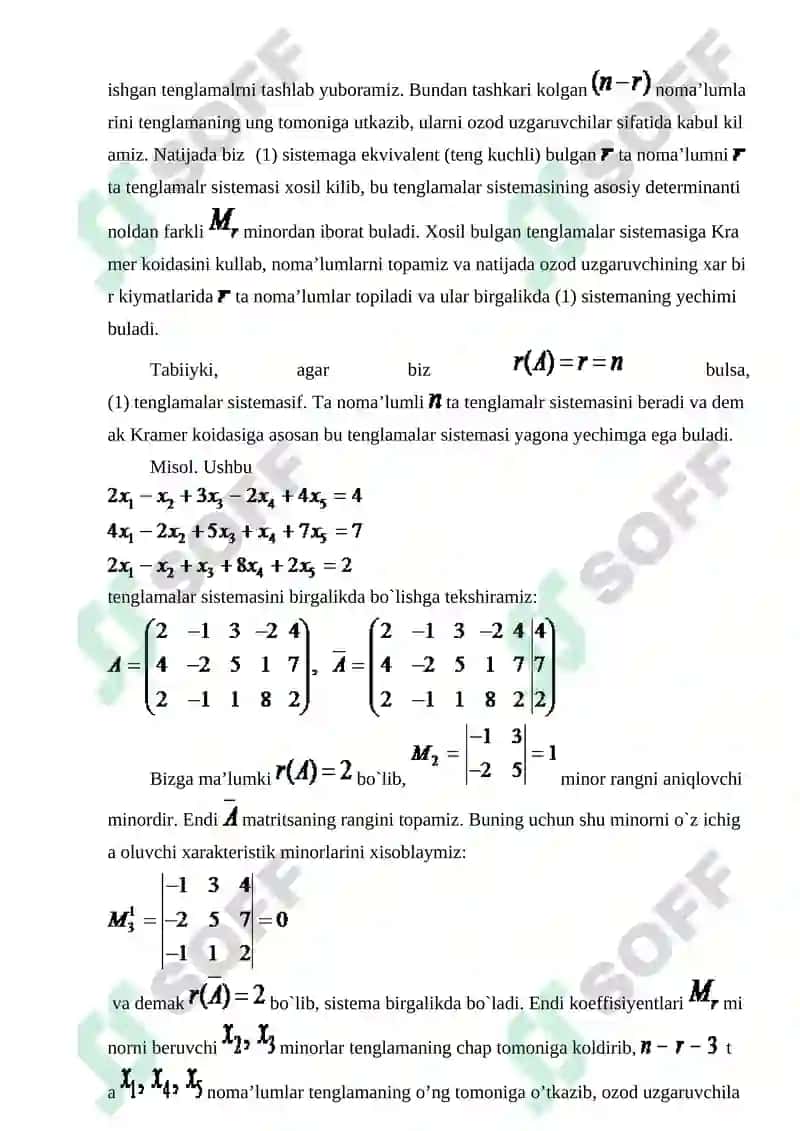 Chiziqli tenglamalar sistemasini matritsalar yordamida yechish 7
