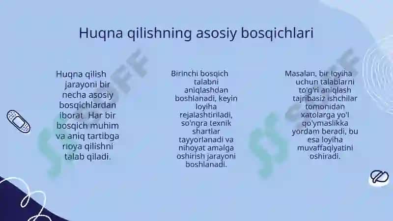 Huqnalar haqida maʼlumot. Huqna qilish tartibi 7
