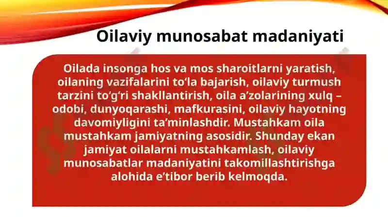 Oilaviy faoliyatni tashkil etish 7