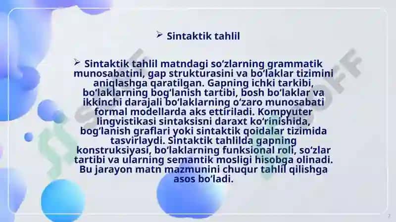 Kompyuterlingvistikasi tarmoqlari 7