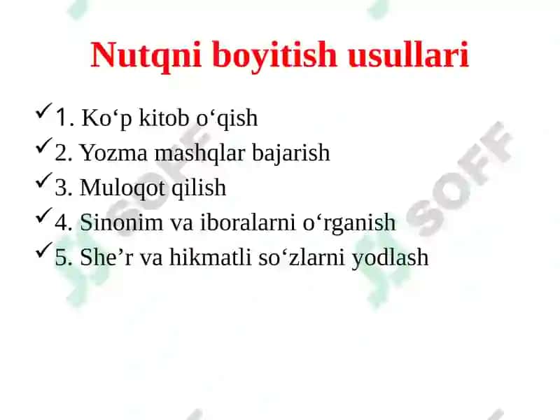 Nutqning ifodaliligi. O'zbek hujjatchiligi 7