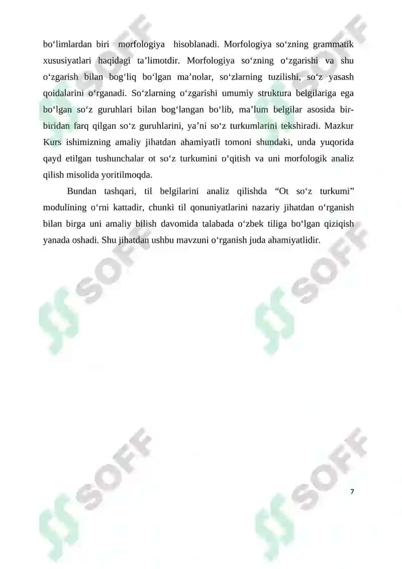 "Ot so‘z turkumi" mavzusidagi KURS ISHI 7