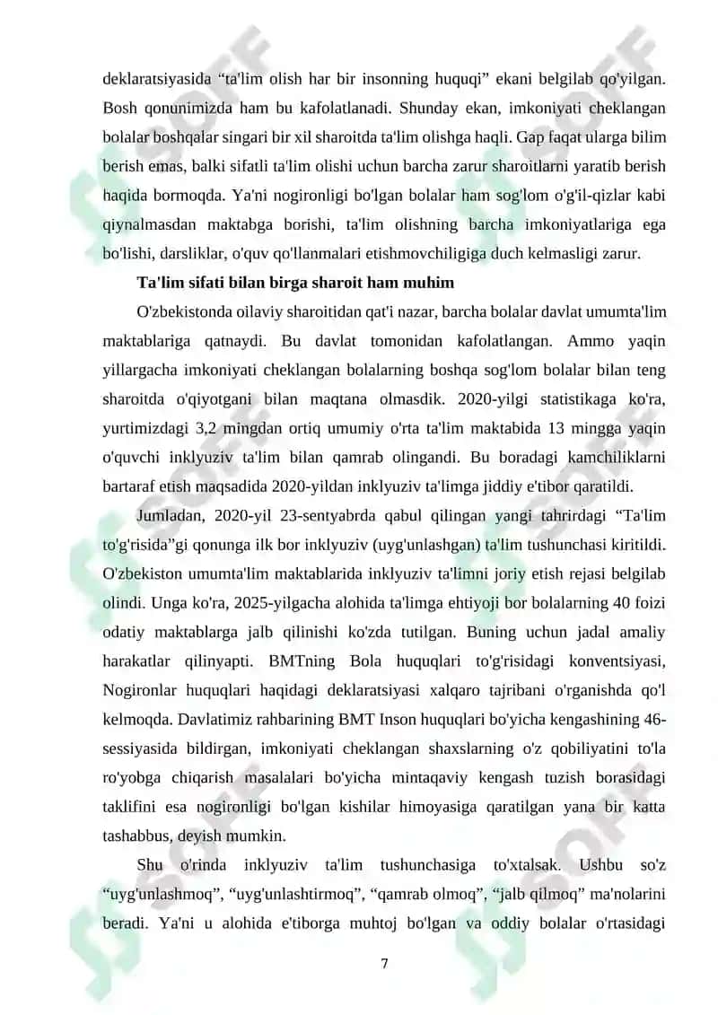 Inklyuziv Ta’limga Bo‘lgan Ehtiyojlar va Sabablar 7