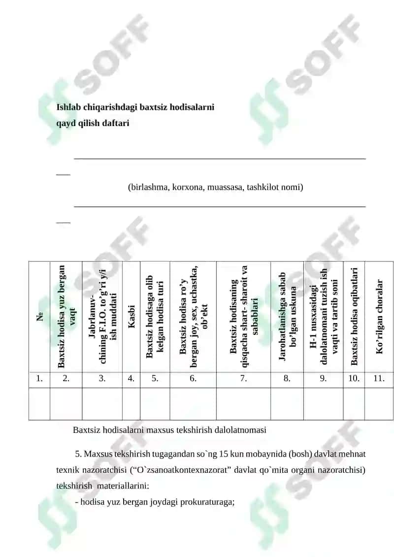 Baxtsiz hodisalar, jarohatlanish va kasbiy kasalliklar 7