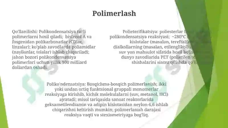 Polikondensatlanish reaktsiyalari 7