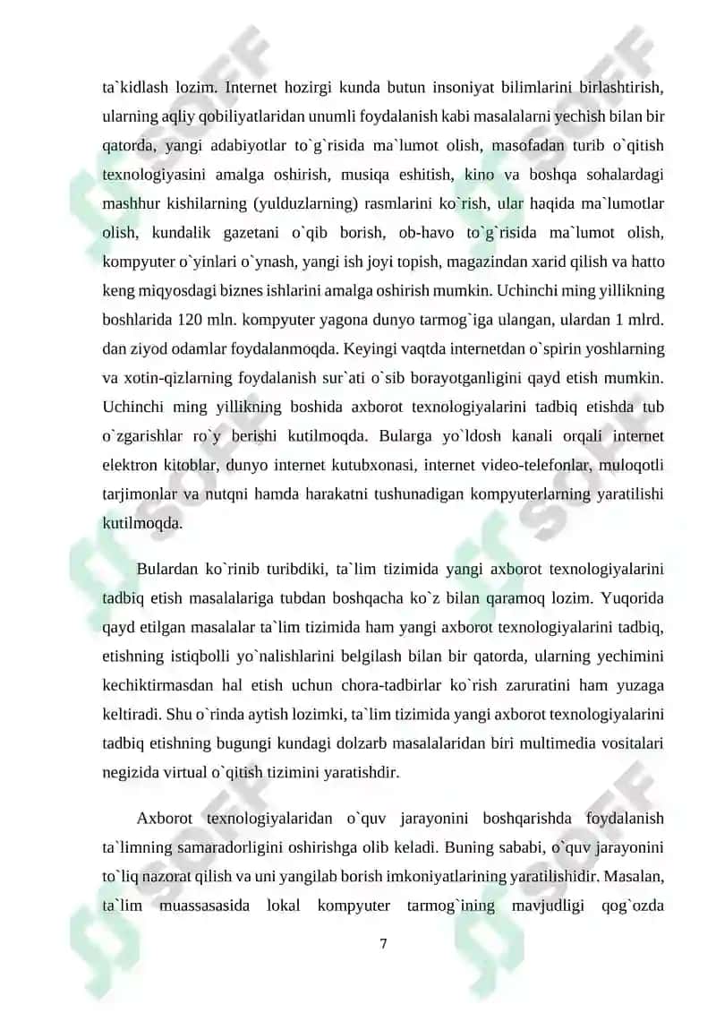 SAVOD O’RGATISH DARSLARIDA AHBOROT TEXNALOGIYALARIDAN FOYDALANISH 7