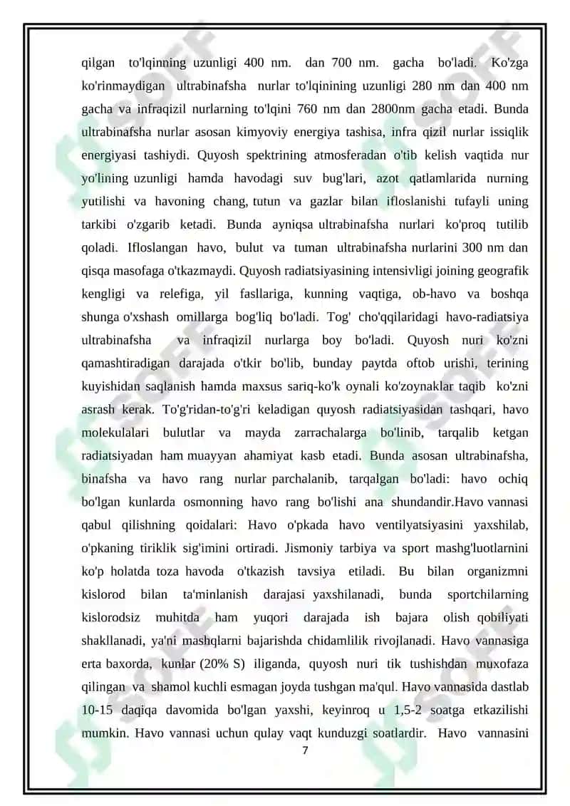 Tabiatning sog’lomlashtiruvchi kuchlari va gigiyenik omillar 7